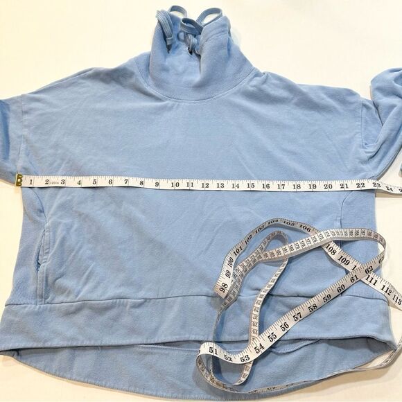 Sweaty Betty Blue Cowl Neck Sweatshirt Hoodie with Pockets Size 8-10 - Picture 10 of 12